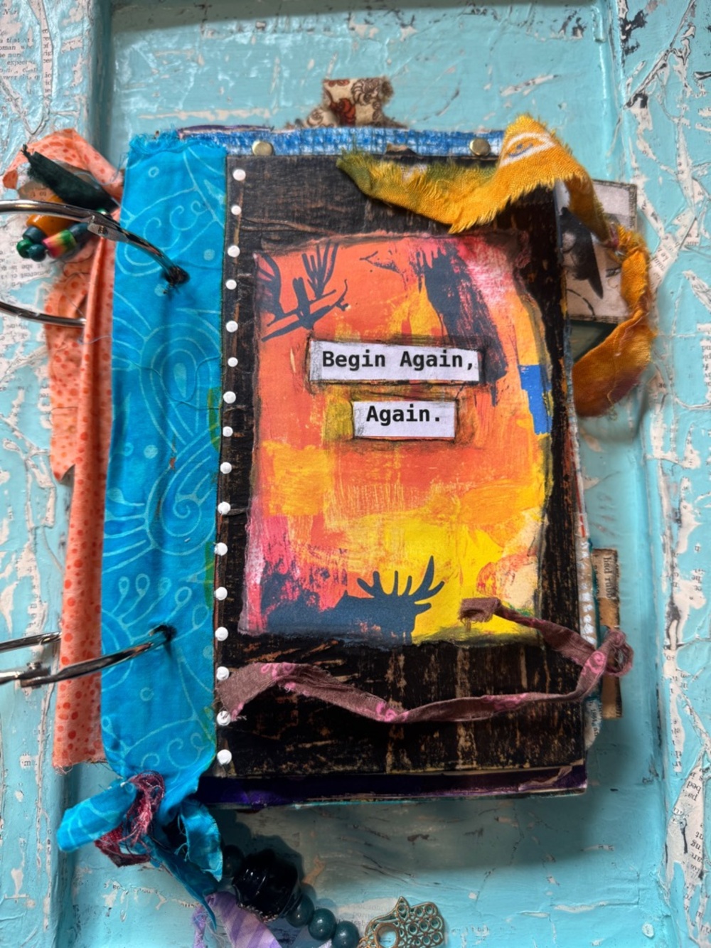 ✨ "Begin Again, again. “ Altered Book | 22-Page Interactive Mixed Media Art - Picture 13 of 15